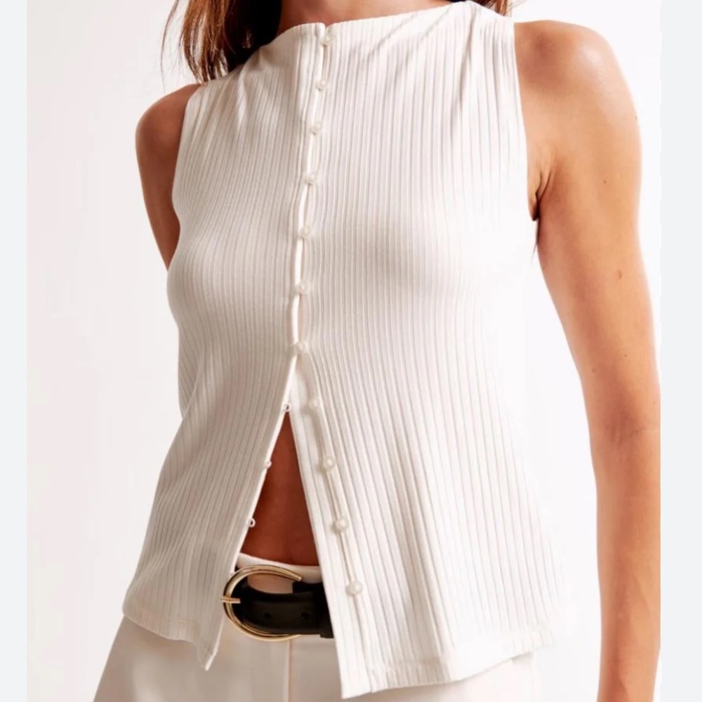 Abercrombie Wide Rib Button-Through Slash Top